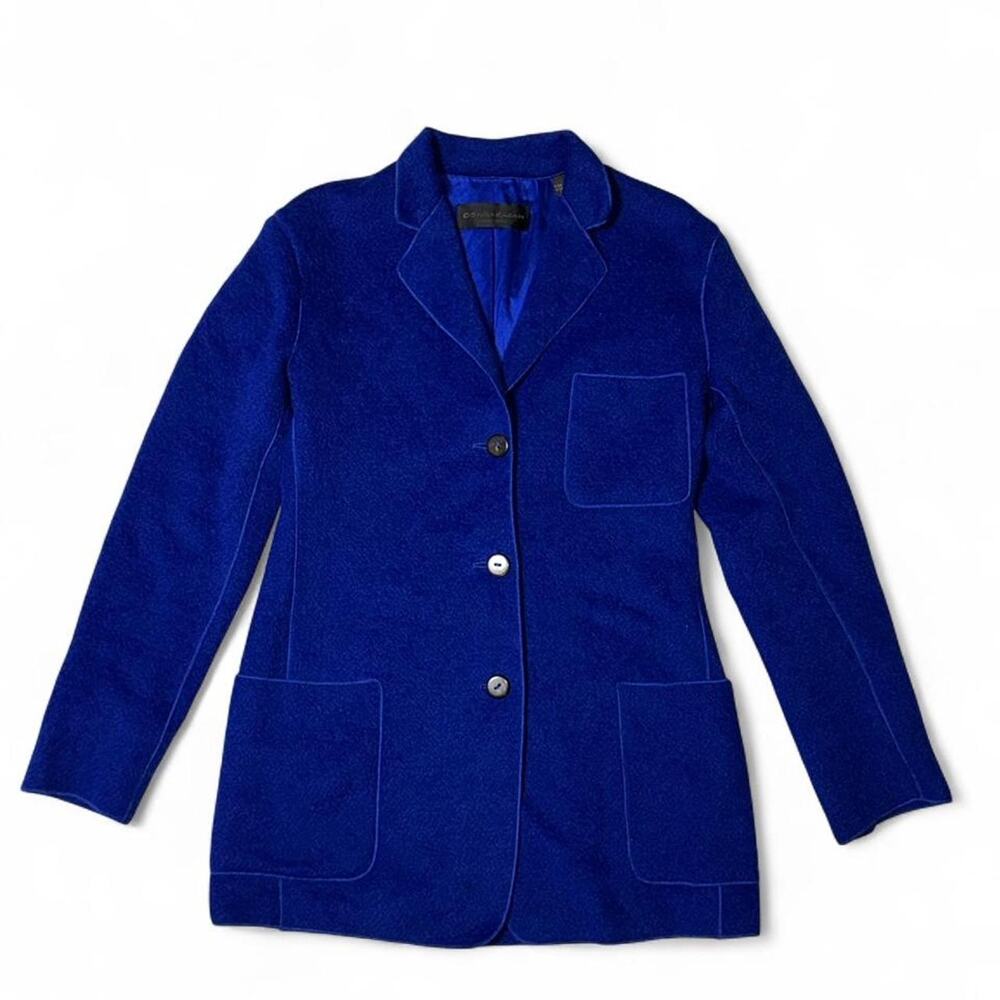 Vintage Donna Karan NY Blue Wool Alpaca Blazer Coat